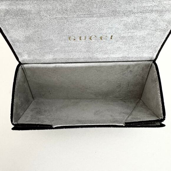 Gucci Leather GG Monogram Foldable Triangle Sunglasses Hard Case Dark Brown main image 4